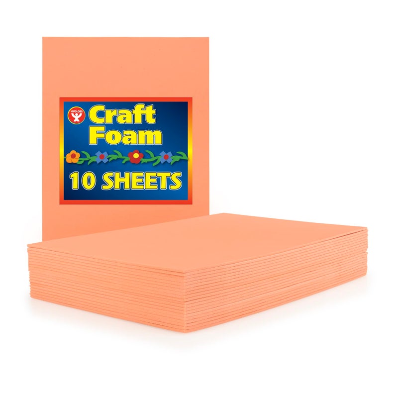 Hygloss Sheets Colorful Foam for DIY Arts & Craft, 12â€ x 18â€, Peach, 10 Piece - Image 1